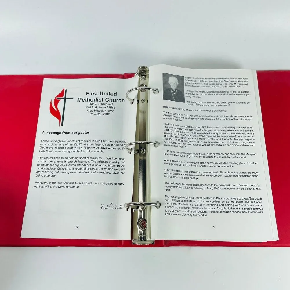 First United Methodist Church Cookbook 1857-2010 Vintage Red Oak Iowa Ring Bound